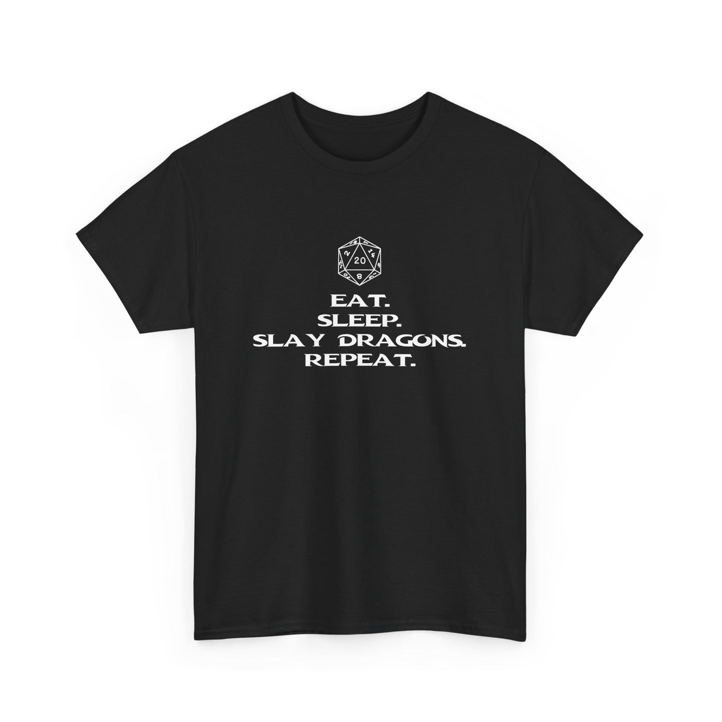 Dragon Slayer's Cycle: "Eat, Sleep, Slay Dragons, Repeat D&D T-Shirt - Unisex Heavy Cotton Tee